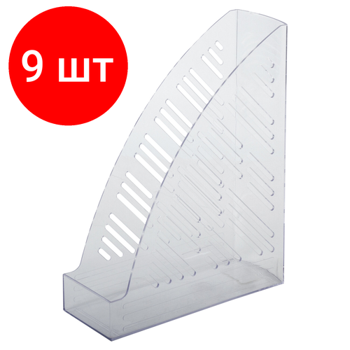 Комплект 9 шт, Лоток вертикальный для бумаг BRAUBERG Standard+, 250х90х300 мм, прозрачный, 237227