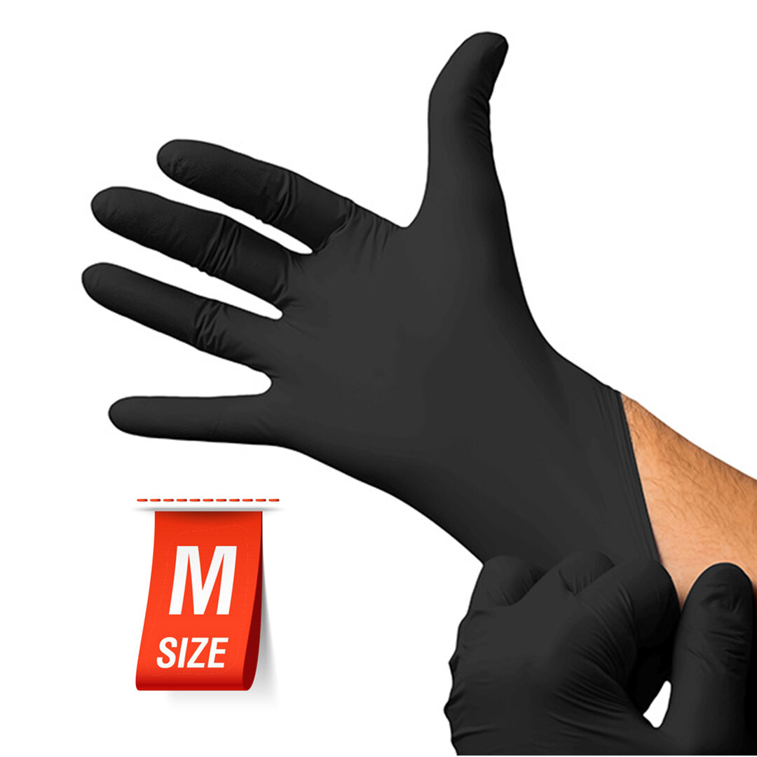 Перчатки нитриловые черные M (упаковка 100 шт.) Разное 102-247 | цена за 1 шт