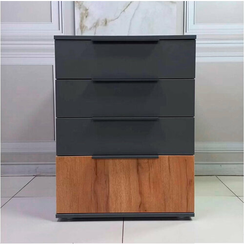 Комод с 4 ящиками Моника 60х80х50 см Дуб золотистый Тёмно-серый 12999₽