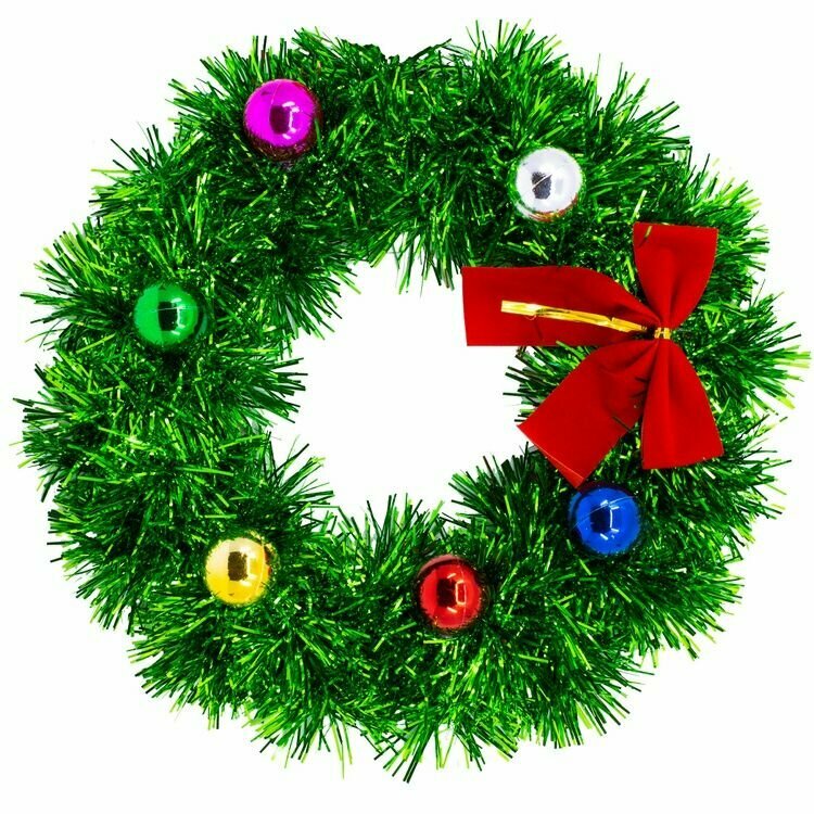 Венок Рождественский мишура подвесной 25см