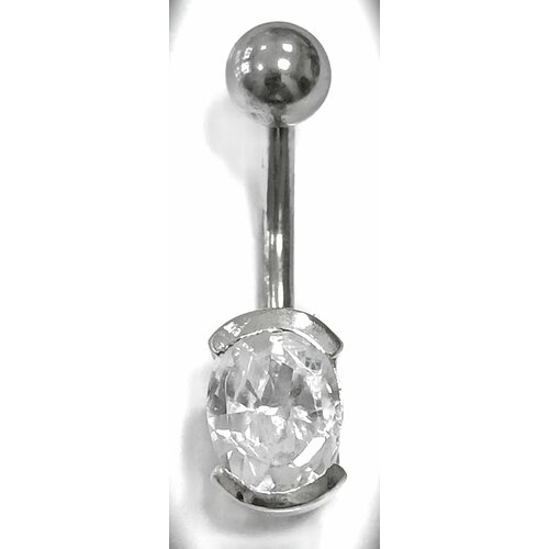 Пирсинг в пупок Эстерелла, серебро, 925 проба, родирование, фианит, средний вес 2.11 гр., длина 24 см.