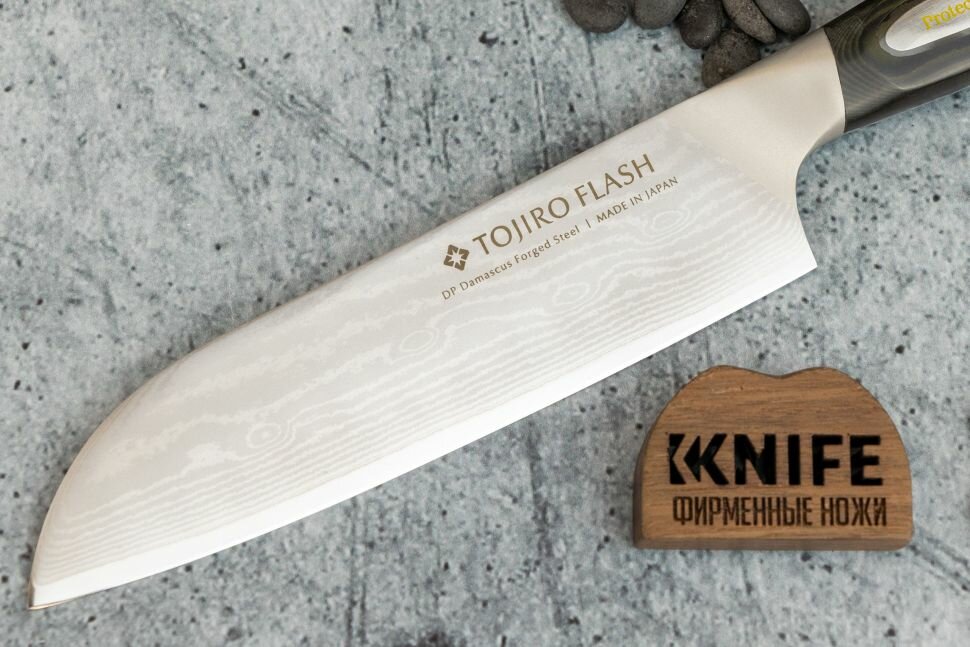 Нож сантоку Tojiro Flash, 180 мм, сталь VG10, 63 слоя, рукоять микарта - фото №14