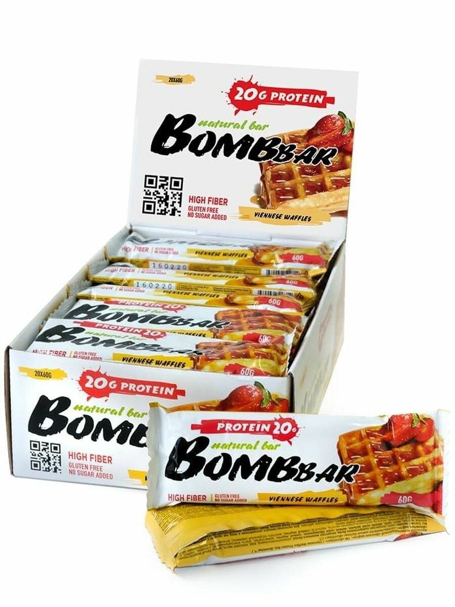 Батончик неглаз. "BOMBBAR" Венские вафли 60 г, 20шт.