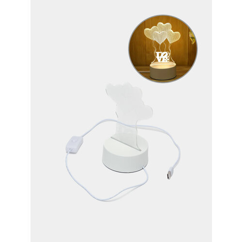 3D Светильник ночник светодиодный LED USB 25 видов количество режимов свечения 1 режим Цвет Бордовый 1069₽