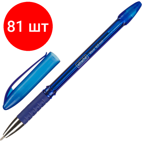 Комплект 81 штук, Ручка шариковая неавтомат. Attache Wave линия 0.5мм, масл, син, манж