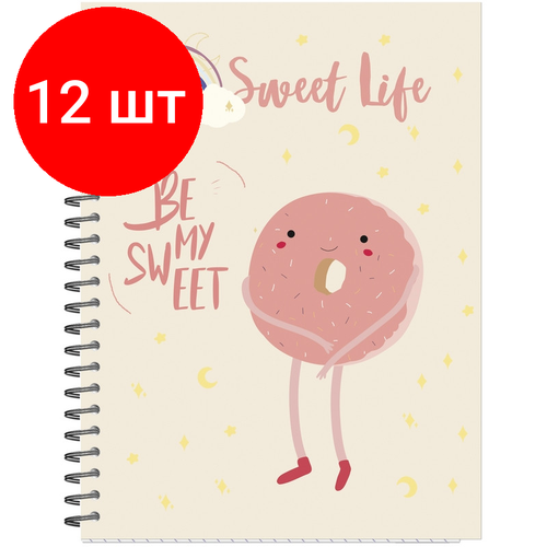 Комплект 12 штук, Бизнес-тетрадь А5.96л, кл, греб, мат. лам. Attache Selection Sweet Life Пончик блокнот attache selection блокнот а6 40л кл греб верхн мат лам attache selection sweet life сладости