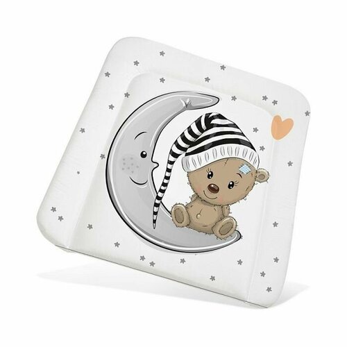 Пеленальный матрас BoomBaby Мишка на луне 65x55 матрасик на комод для новорожденного 1625₽