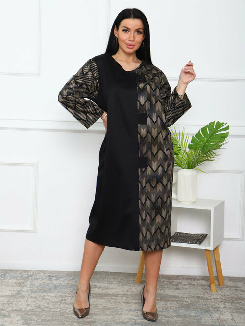 Платье Территория СтрекоZZ, размер 54, коричневый, черный