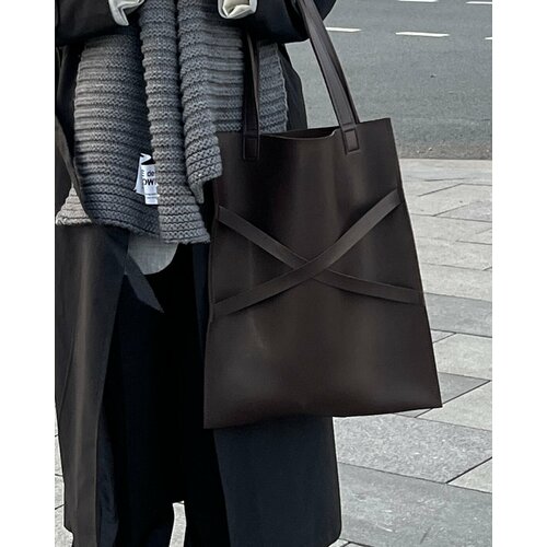 фото Сумка шоппер , фактура гладкая, коричневый 2jin