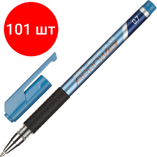 Комплект 101 штук, Ручка шариковая неавтомат. Deli Arrow, д. ш.0.7мм, лин0.35 мм, р/м, син