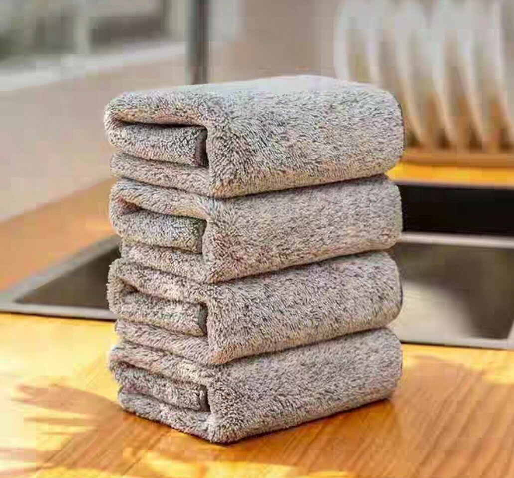 фото Салфетки для уборки , универсальные салфетки для уборки, серый меланж, 5 шт.