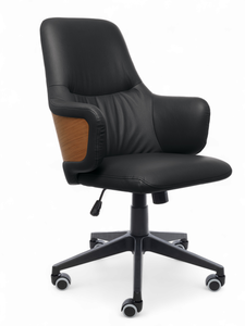 Кресло руководителя, Офисное кресло РосКресла компьютерное Feliz Lite, черно-коричневый, офисное на колесах мягкое с подлокотниками и механизмом качания, для дома