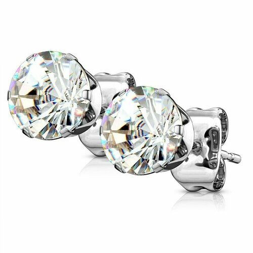 Серьги пусеты Spikes искусственный камень фианит прозрачный 501₽