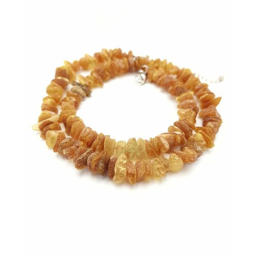 Колье, янтарь, длина 45 см, бежевый