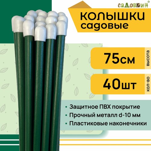 Колышки садовые металлические в ПВХ, высота 0.75 м, комплект 40 шт