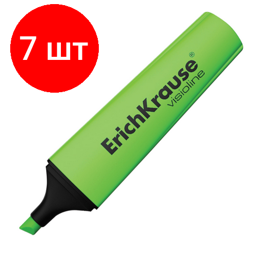 Комплект 7 шт, Текстовыделитель ERICH KRAUSE Visioline V-12, зеленый, линия 0.6-5.2 мм, 32497 текстовыделитель erich krause visioline v 12 зеленый линия 0 6 5 2 мм 32497