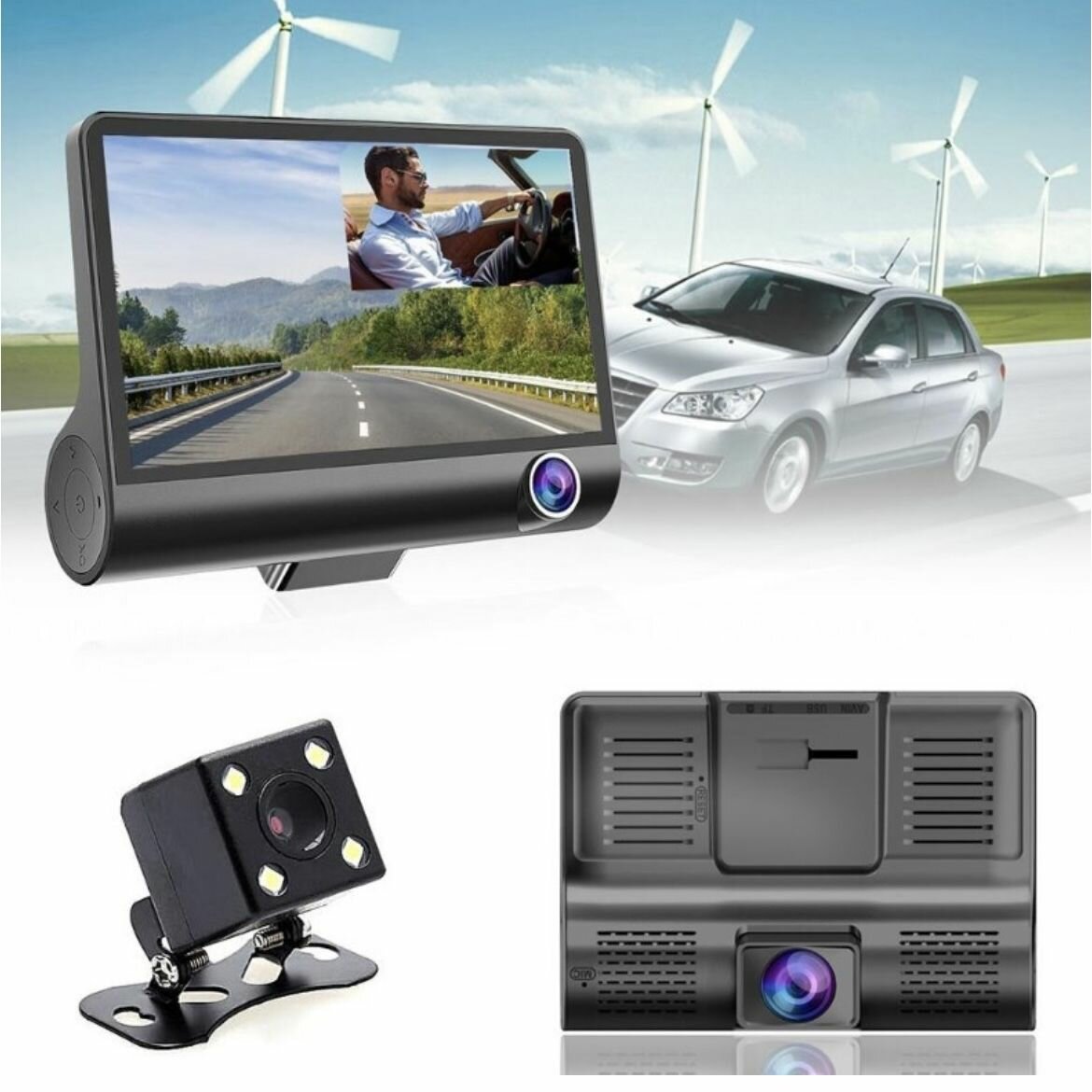 Видеорегистратор автомобильный Video Car DVR FullHD 3-мя камерами