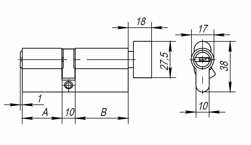 Цилиндровый механизм Ajax (AX202) AX2002Knob80 (35+10+35) CP хром с вертушкой