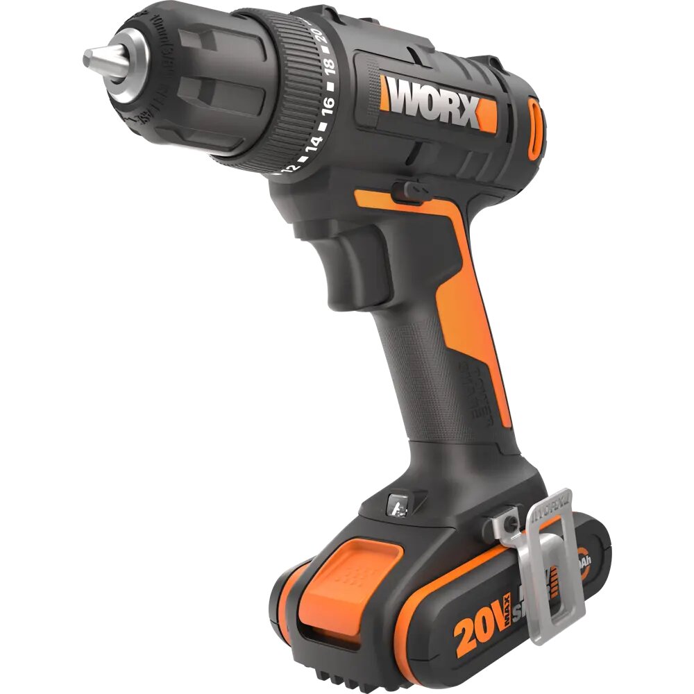 Дрель-шуруповерт аккумуляторная Worx WX100.3, 20 В Li-ion 2х2 Ач