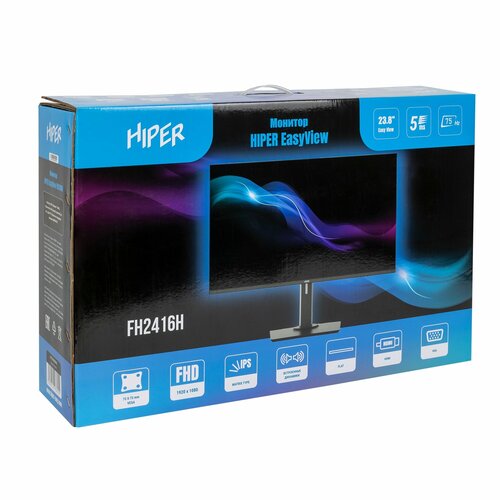 Монитор Hiper 23.8 EasyView FH2416H черный IPS LED 5ms 16:9 HDMI M/M HAS Piv 250cd 178гр/178гр 1920x1080 FHD 3.12кг монитор hiper 21 5 easyview fh2203w белый ips led 5ms 16 9 hdmi m m матовая 250cd 178гр 178гр 1920x1080 freesync vga fhd 2 6кг