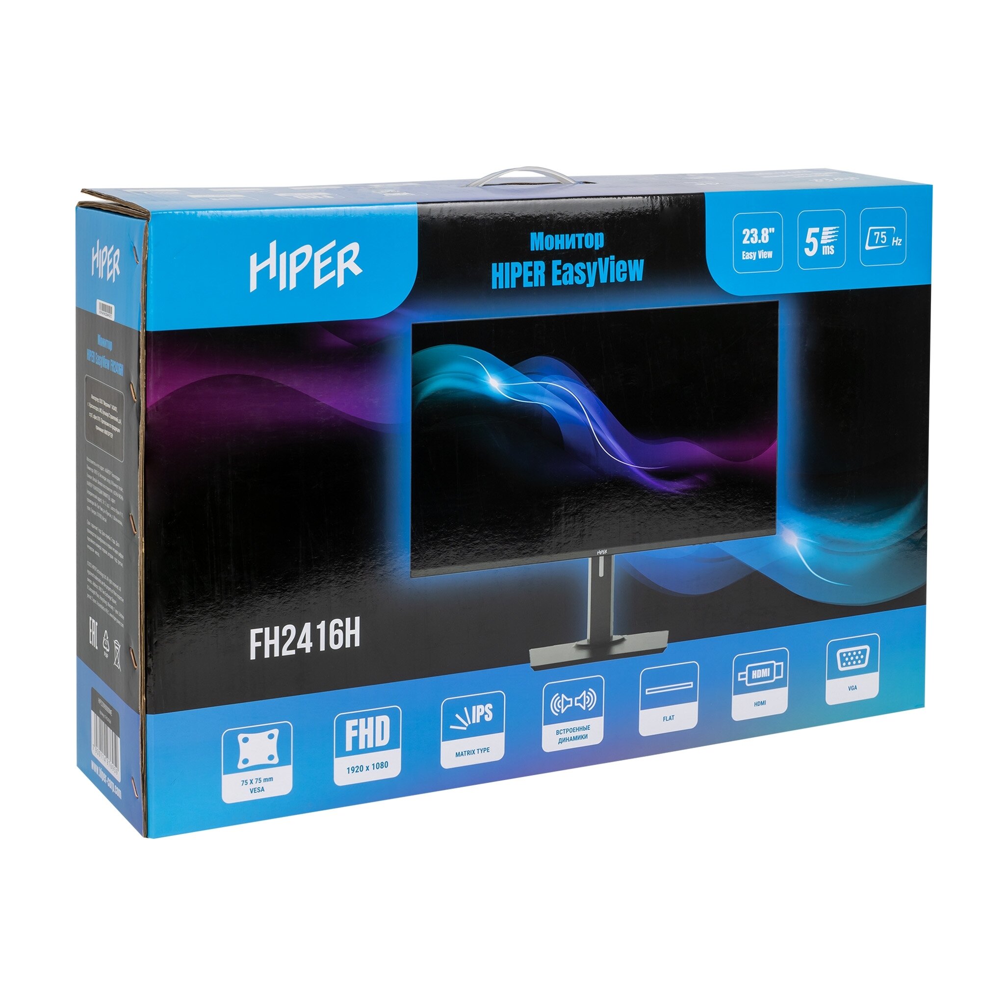 Монитор Hiper 23.8" EasyView FH2416H черный IPS LED 5ms 16:9 HDMI M/M HAS Piv 250cd 178гр/178гр 1920x1080 FHD 3.12кг