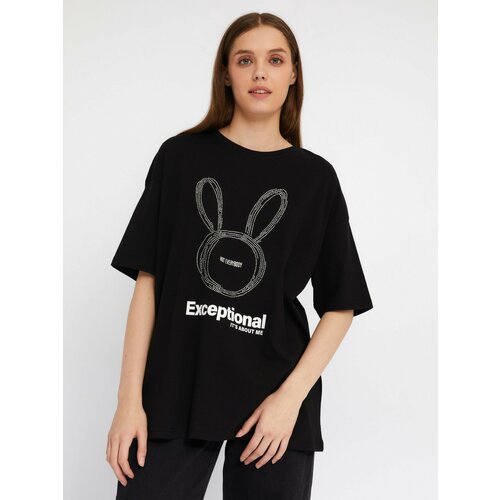 фото Футболка zolla, размер xs, черный