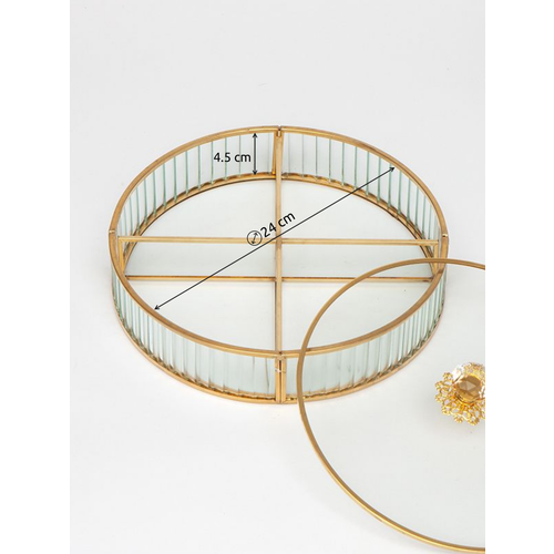 Менажница ISMAT, декоративная, круглая, с крышкой, бесцветная, 25x25 см