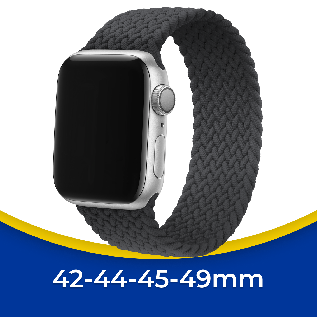 Нейлоновый плетеный ремешок на Apple Watch 1-9, SE 38-40-41 мм / Тканевый монобраслет на Эпл Вотч 1, 2, 3, 4, 5, 6, 7, 8, 9, СЕ / Синий