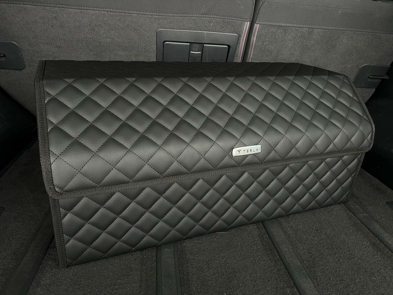 Органайзер для багажника Tesla / Тесла / Кофр 70х30х30, сумка, саквояж, ящик, черный с черной отстрочкой