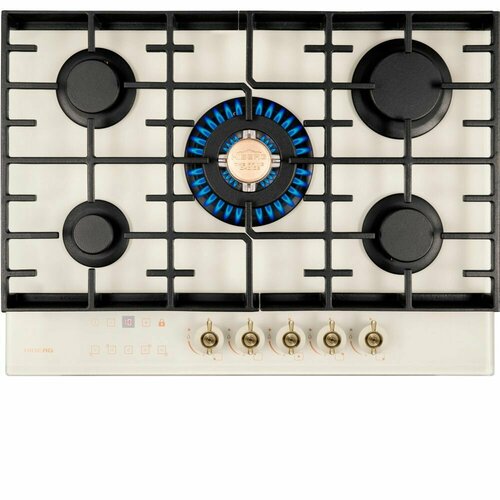 Газовая варочная поверхность HIBERG VM 7155 Y 5 конфорок таймер отключения газа всех конфорок газ-контроль электроподжиг чугунные решетки 4440000₽