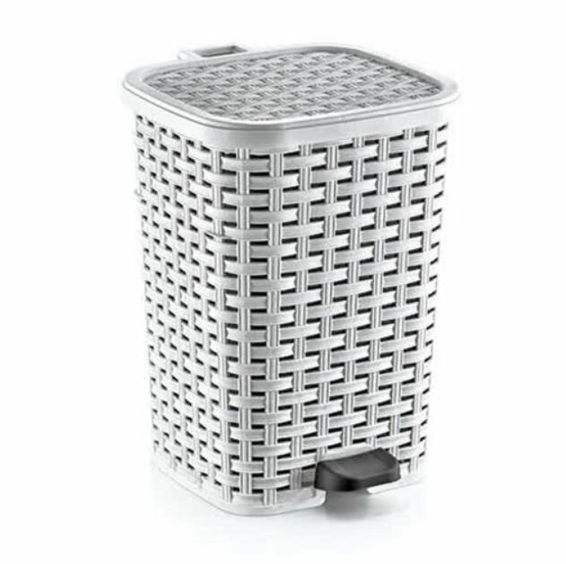 фото Ведро для мусора Дунья Догуш с педалью 26л плетенное белое