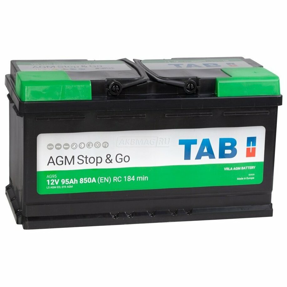 Аккумулятор для грузовиков TAB AGM Stop&Go AG95 (213090), 353х175х190, полярность обратная