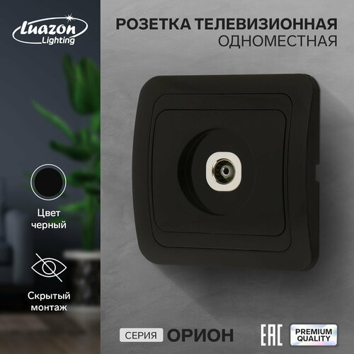 Розетка телевизионная одноместная Luazon Lighting Орион, скрытая, черная (1шт.)