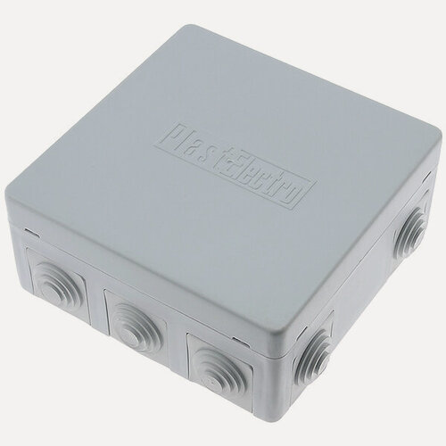 Изображение товара Коробка РЕ120015 распаечная открытой проводки пластиковая с сальниками 120х120х50мм IP54 серая (Пласт Электро) (4 шт. в комплекте)