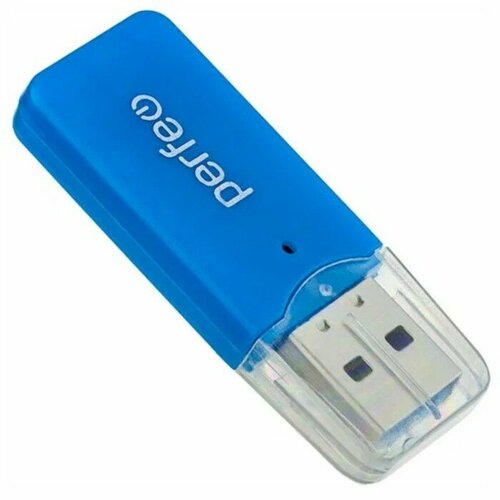 Кард-ридер Perfeo PF-VI-R022, USB/Micro SD, синий кардридер perfeo sd mmc micro sd ms m2 pf vi r016 blue синий