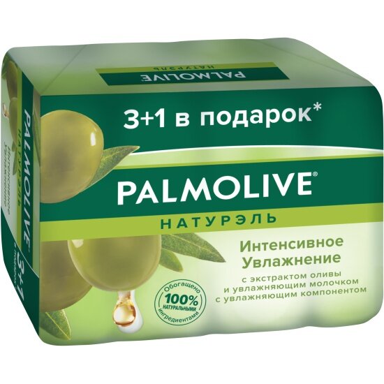 Мыло туалетное Palmolive Интенсивное Увлажнение, с экстрактом оливы и увлаж. молочком, 4*90 г