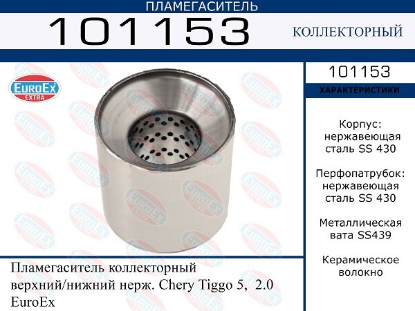 Пламегаситель коллекторный верхний нижний нерж. EuroEX 101153