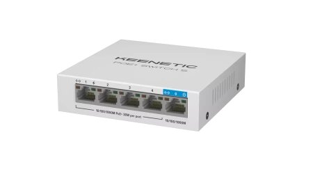 Настольный коммутатор с 5 гигабитными портами Keenetic PoE+ Switch 5