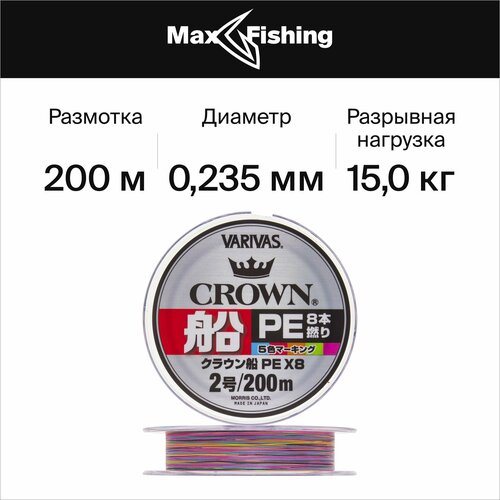 шнур linesystem triumph fune pe 14 100 м 0 62 мм 03629 Шнур плетеный Varivas Crown Fune PE X8 #2 0,235мм 200м (5color)