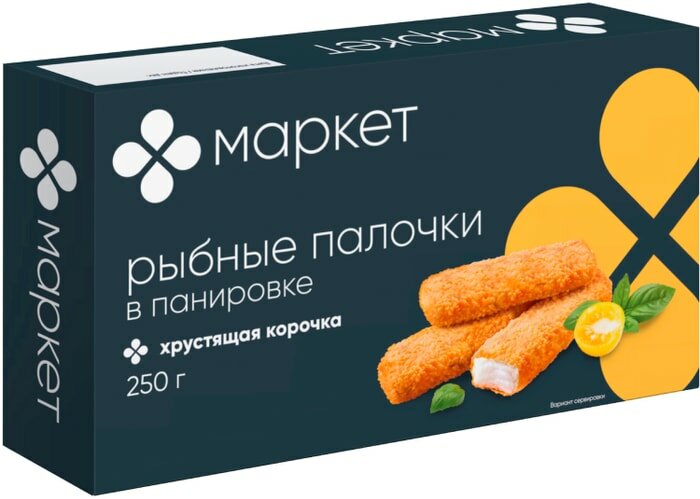 Палочки рыбные Маркет из филе минтая в панировке мороженые 250г