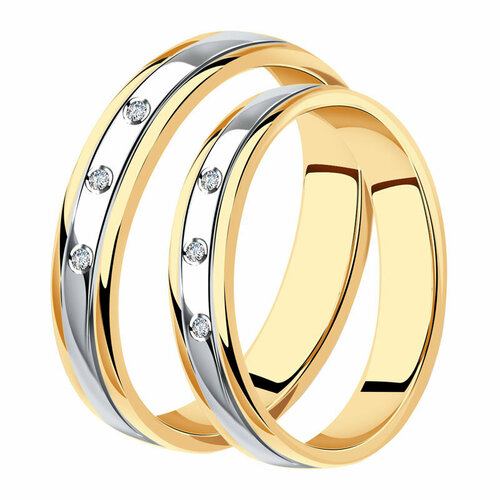 Кольцо обручальное Diamant online, красное золото, 585 проба, бриллиант, размер 16.5