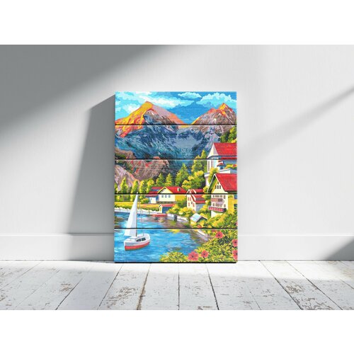 Картина по номерам 40х50 см Городок в горах Деревянное панно обои артполиграф городок в горах