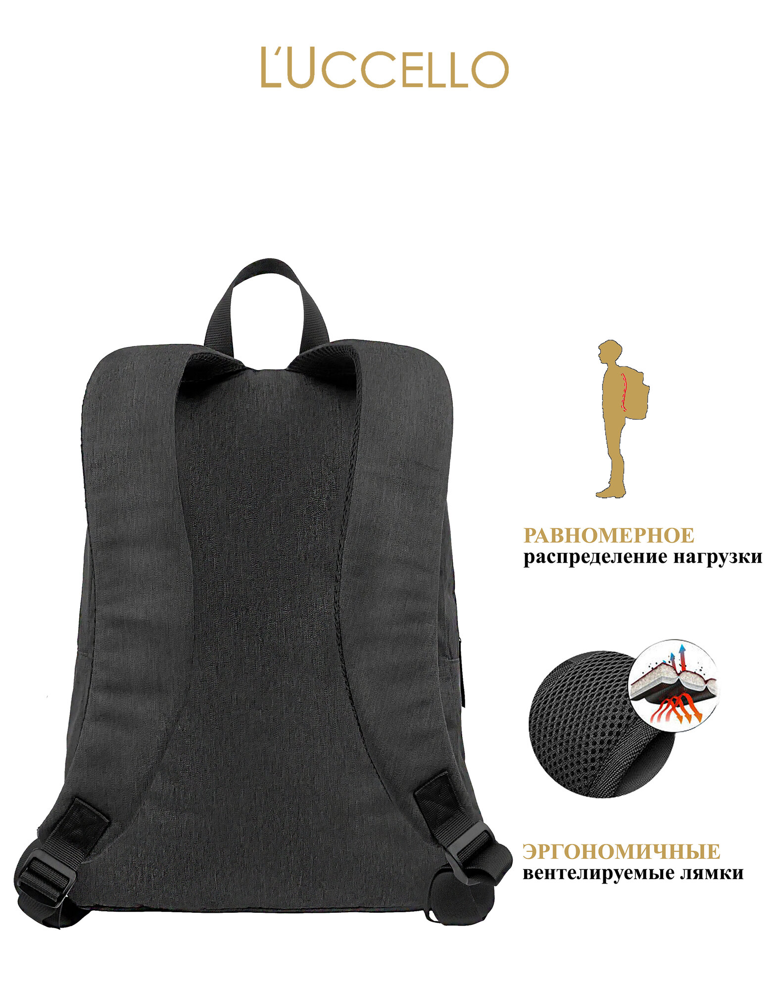 Рюкзак торба L'Uccello, фактура тиснение, серый — фото 1