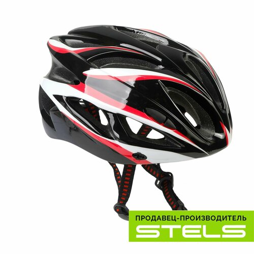 Шлем защитный для катания на велосипеде FSD-HL022 (in-mold) чёрно-красно-белый, размер L NEW (item:010)