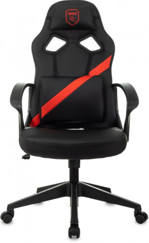 Кресло геймерское Бюрократ Zombie 300 черный/красный эко. кожа крестов. пластик