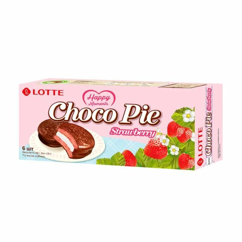 Печенье прослоенное глазированное Choco Pie, клубника, 168 г х 3 шт.