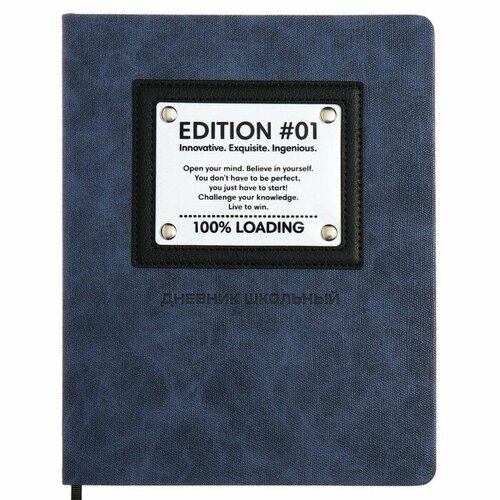 Дневник школьный для 1-11 классов, твёрдая обложка, искусственная кожа, аппликация, блинтовое тиснение, металлические клёпки, шелкография, ляссе, 48 листов, блок 80г/м2, синий дневник школьный для 1 11 классов спирит мягкая обложка искусственная кожа блинтовое тиснение ляссе 48 листов блок офсет 80г м2