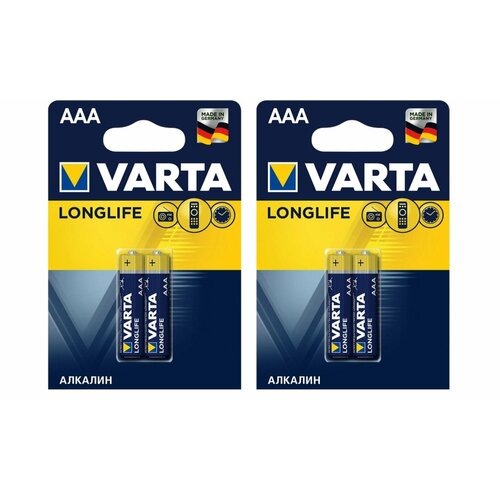 Батарейка Varta, Longlife, AAA, 2 шт, 2 уп батарейка алкалиновая varta longlife aaa lr03 4bl 1 5в блистер 4 шт