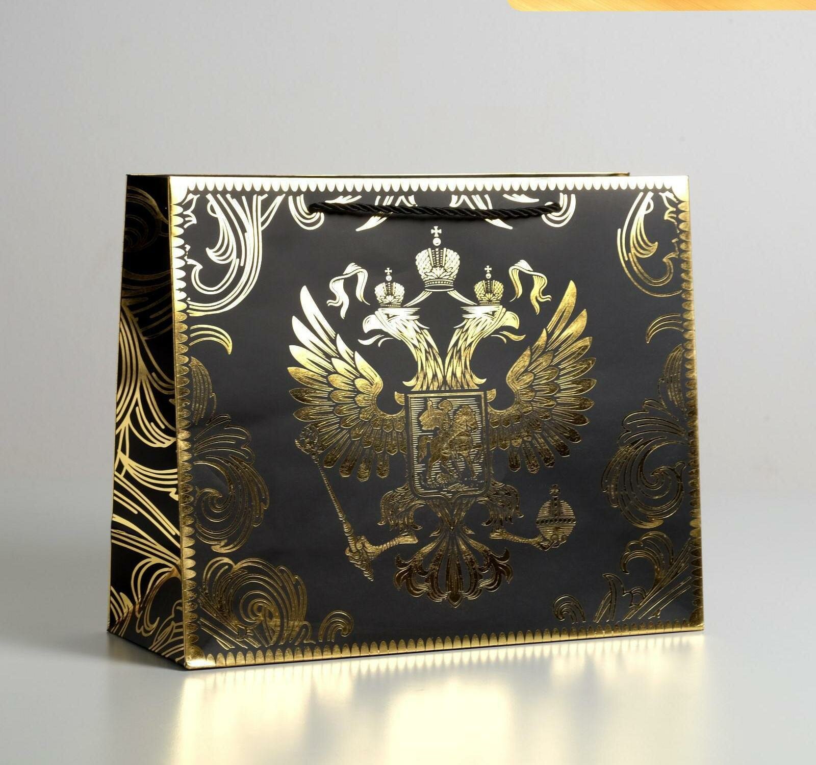 Пакет подарочный, упаковка, "Gold Russia", 32 х 26 х 12 см