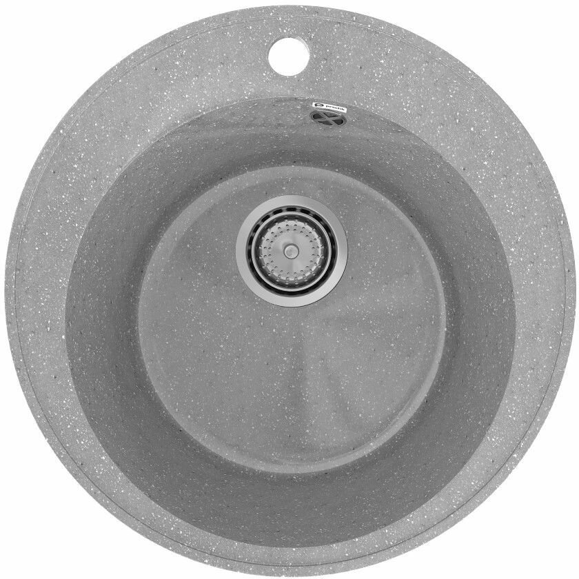 Мойка кухонная Practik из искусственного камня круглая без сифона PR-M-475, цвет: светло-серый, база: 45х45 см, арт. PR-M-475-003